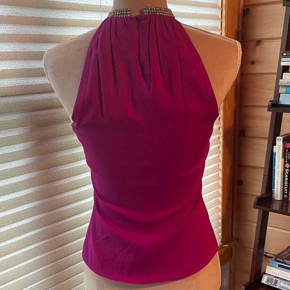 Trina Turk Pink Rhinestone Collared Sleeveless Top Blouse Size S Small - Picture 3 of 9